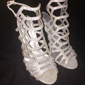 Silver rhinestone Heels